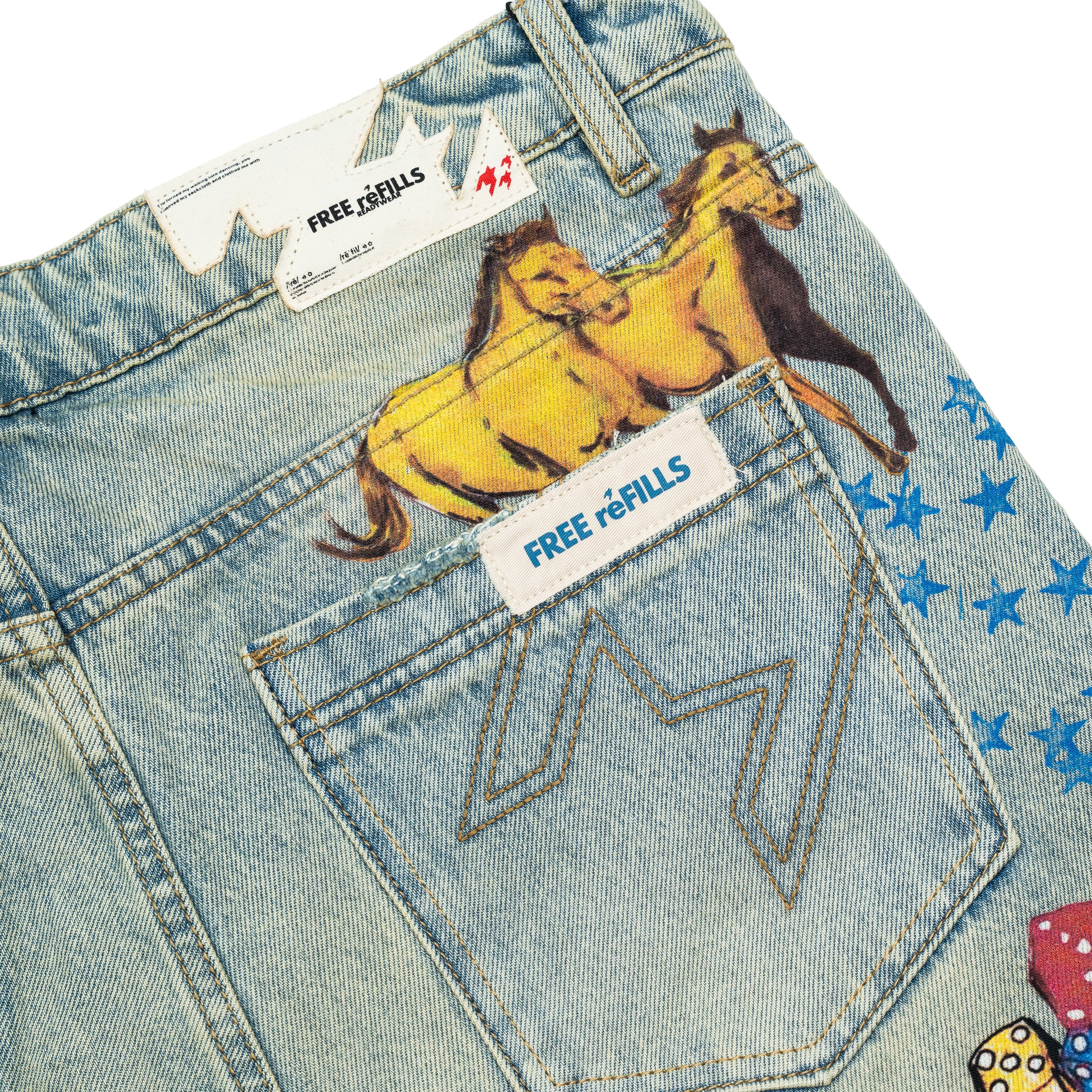 Collage Denim Jorts - Blue