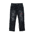 Checks Distressed Denim Pants - Black