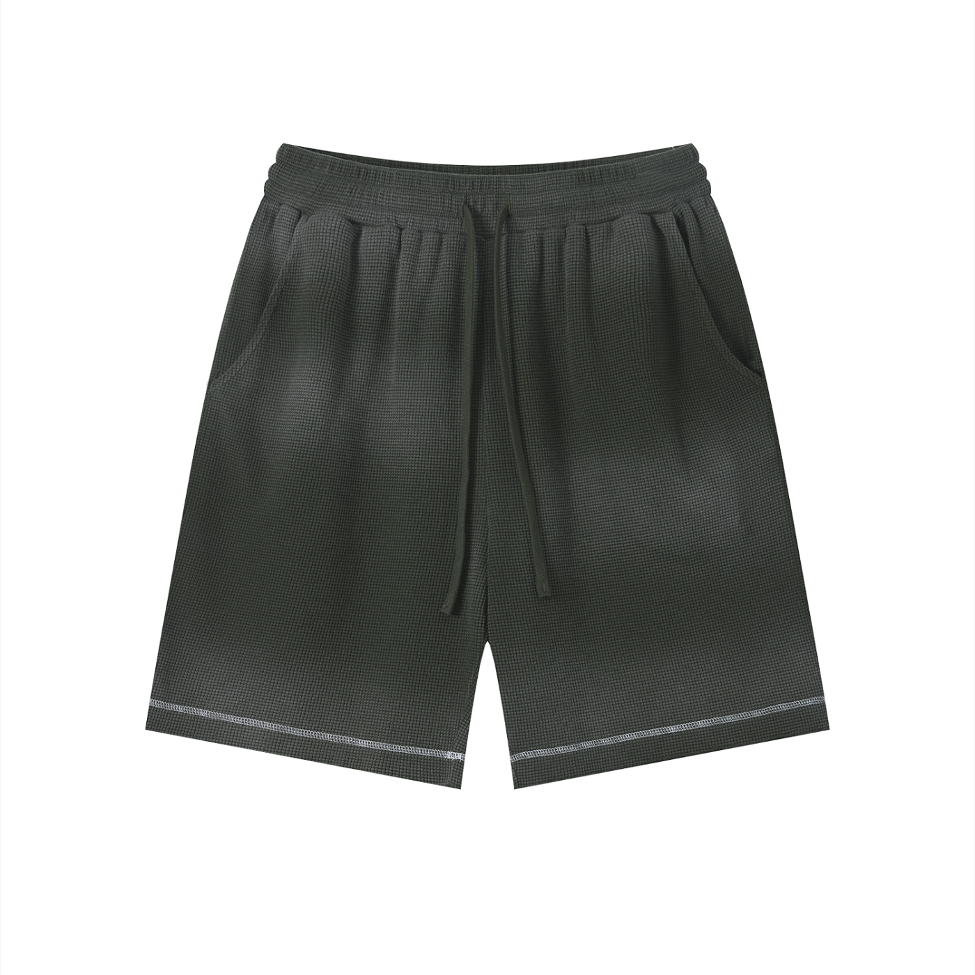 "Brooklyn Republic Essentials" Sunfade Waffle Raw Hem Shorts