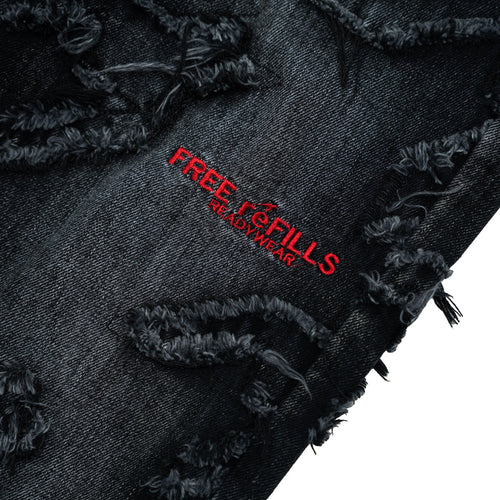 Checks Distressed Denim Pants - Black